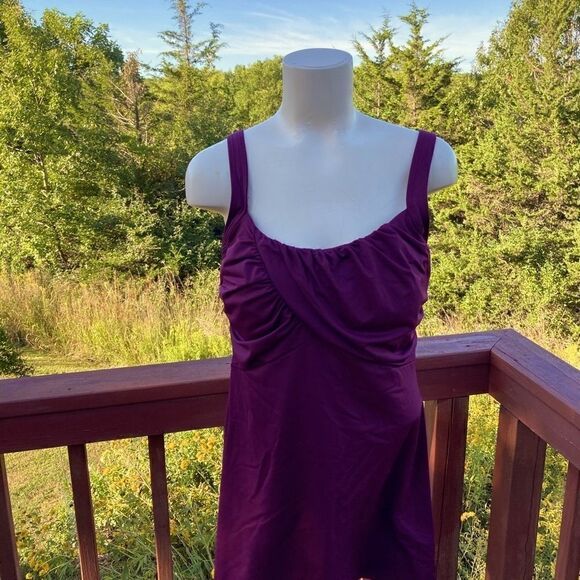 Land’s End Standard size swim Tankini Top long dress underwire Eggplant 10 DDD - Picture 8 of 16